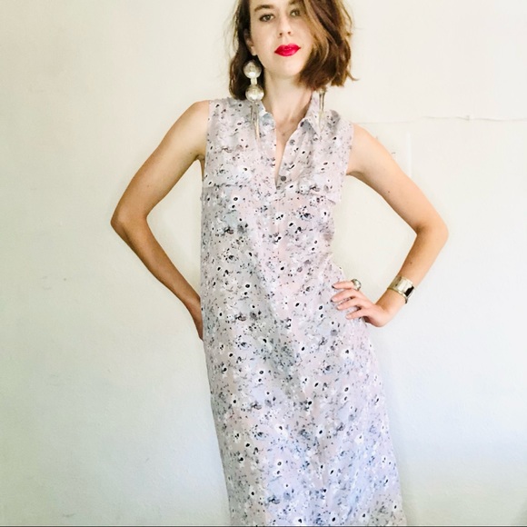 EQUIPMENT Lavender Floral Silk Midi Shirt Dress - Picture 7 of 11